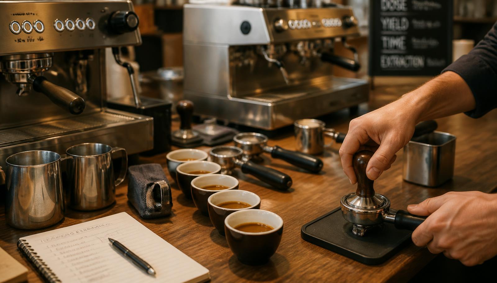 Barista training session at the espresso bar